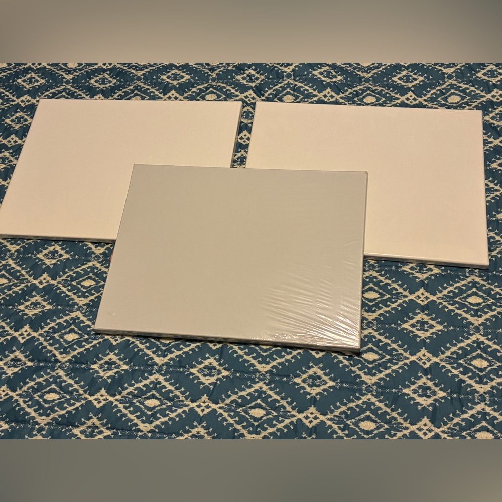 Blank NWOT White Artist Canvas Boards 12 X 16 Set of 3 Acrylic or Oil Painting
